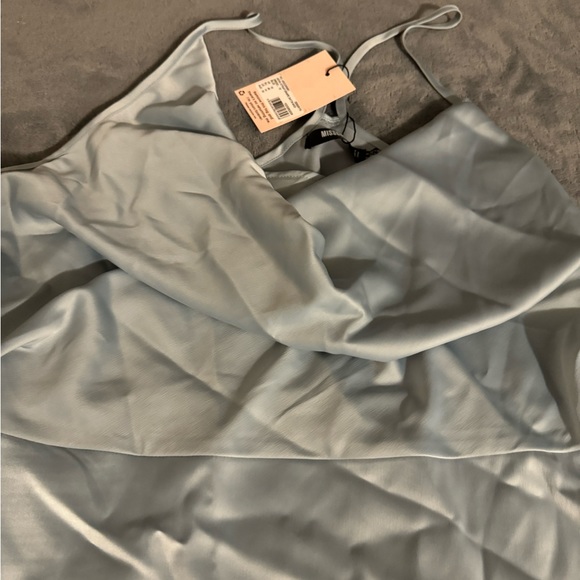 Missguided Asymmetric Cowl Neck Satin Midi Dress - Picture 8 of 9